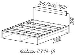 Кровать Эко 900(Ш) Х 850(В) Х 2037(Г)  