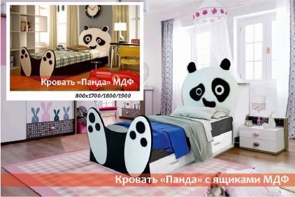 Кровать "Панда" с ящиками МДФ 